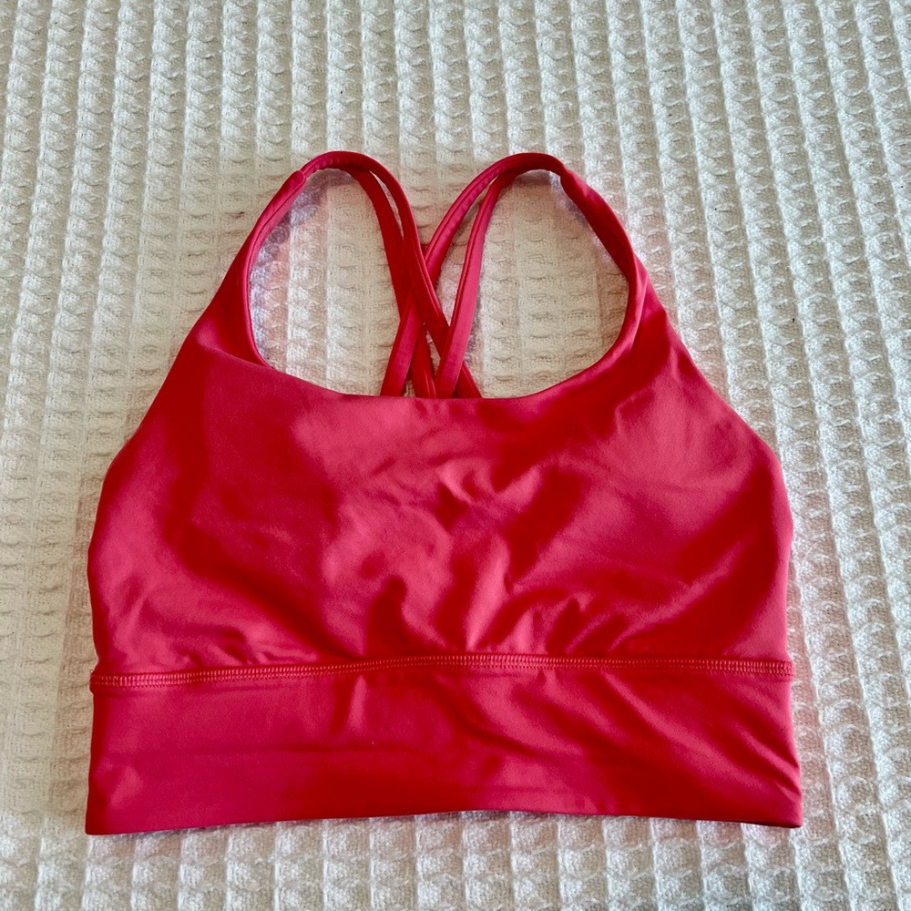 Lululemon Energy Longline Bra Medium Support, B–D Cups in Coral Pink Size 4